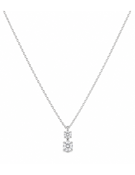 Colgante de Oro blanco 18K con Dos Circonitas