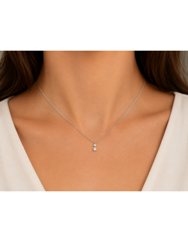 Colgante de Oro blanco 18K con Dos Circonitas