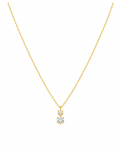 Collar para Mujer con Dos Circonitas - Oro Amarillo 18K