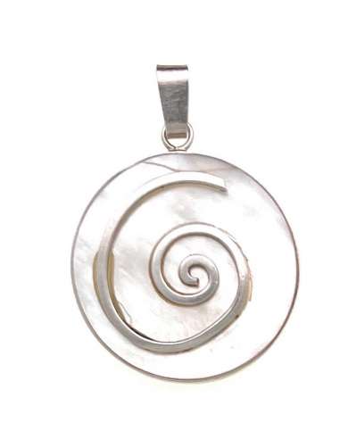 Colgante de plata Nacar lamina espiral  26 x 26 mm