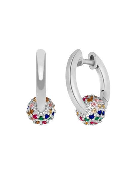 Pendientes Para Mujer Aro con Bola Multicolor en Plata de Ley Rodiada -  Marea D02001/CF