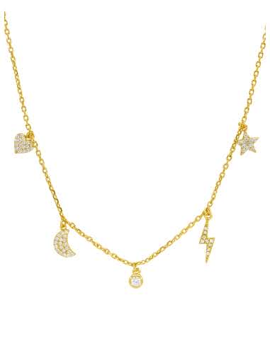 Collar para Mujer  Plata Chapada en oro Estrella, Rayo, Runa y Corazón - Marea D02107/BD