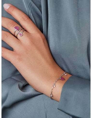 Pulsera Marea Mujer Corazón Rubí con Circonitas en Plata de Ley - Marea D02103/AH