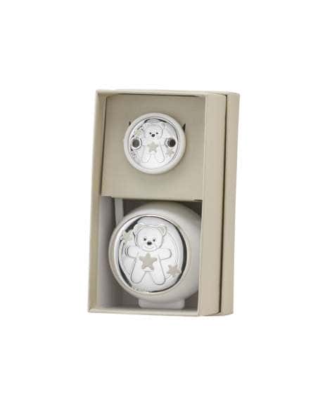 Set Infantil Portachupetes con Pinza Oso Blanco - Eventi EV3534/01B