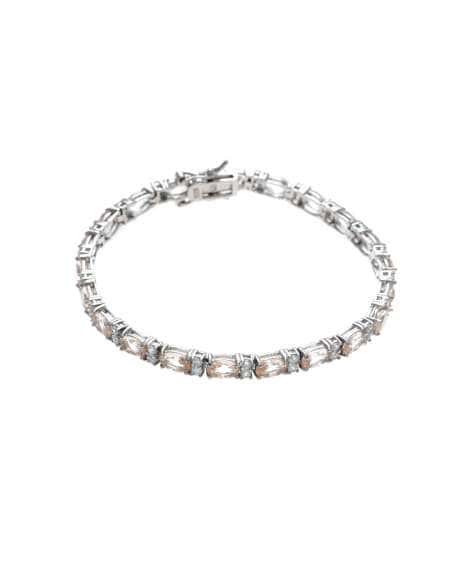 Pulsera para Mujer de Plata con Circonitas y Morganita – Salvatore 112P0096