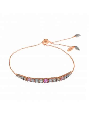 Pulsera para Mujer de Plata Bañada en Oro Rosa con Circonitas Multicolor – Salvatore 136P0199