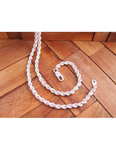 Cadena de plata trenzada o Cordón Salomónico Unisex 3.5mm - Plata 925K