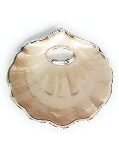 Concha Bautizo Cristal Nacar tono salmón Estuchada de 14x14 cm con