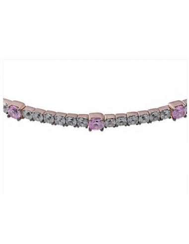 Pulsera para Mujer de Plata Chapada en Oro Rosa con Circonitas Rosas y Verdes – Salvatore 136P0178