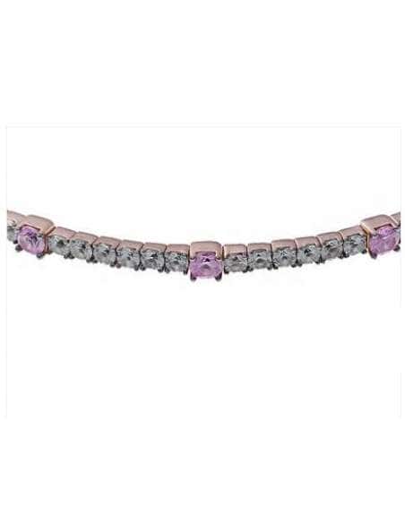 Pulsera para Mujer de Plata Chapada en Oro Rosa con Circonitas Rosas y Verdes – Salvatore 136P0178