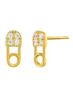 Pendientes para Mujer en forma de imperdible bañados en oro - Marea  D02001/AC
