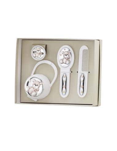Set Infantil Portachupetes con Pinza, Cepillo y Peine Elefante Rosa - Eventi EV3466/05B