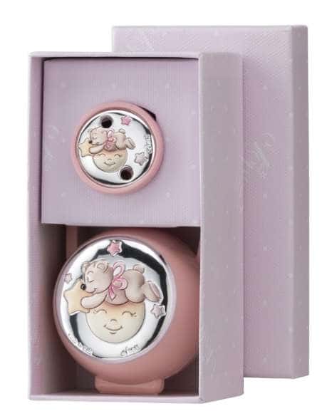 Set Infantil Portachupetes con Pinza Oso luna Rosa - Eventi EV3414/01R