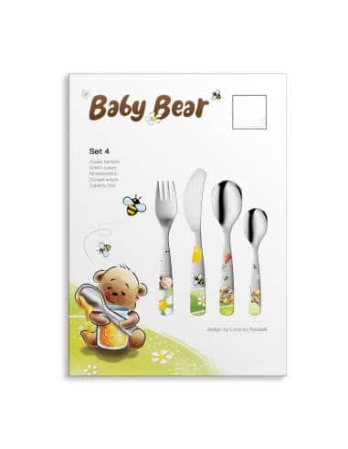 Cubierto Infantil 4 Piezas de Acero Baby Bear (Grabado incluido) - Gnali & Zani LU6068
