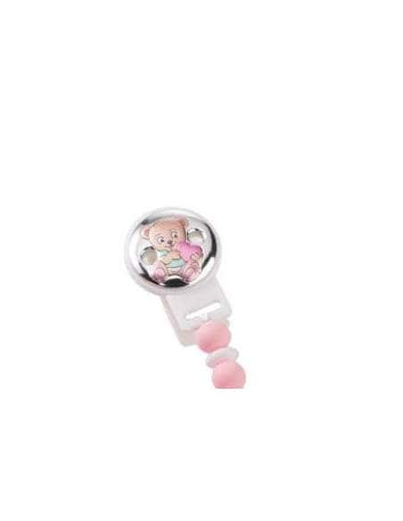 Pinza Infantil Chupete con Bolas de Silicona para Morder Oso corazón Rosa - Valenti 75064RA
