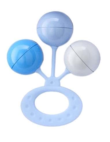 Set Infantil Portachupetes con Pinza y Sonajero Oso  Azul - Eventi EV3466/01C