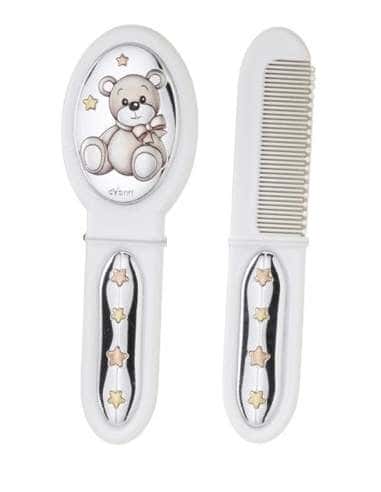 Set Infantil Portachupetes con Pinza, Cepillo y Peine Elefante Rosa - Eventi EV3466/05B