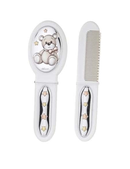 Set Infantil Portachupetes con Pinza, Cepillo y Peine Elefante Rosa - Eventi EV3466/05B
