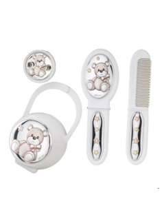 Set Infantil Portachupetes con Pinza, Cepillo y Peine Elefante Rosa - Eventi EV3466/05B