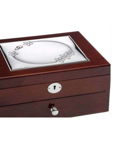 Joyero Alianzas y Flores para Boda con cajón con llave- Global Argenti GA2038A